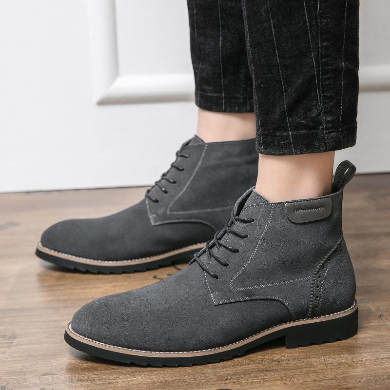 Men's leather boots 45 large size autumn and winter new Martin boots fashionable men's retro short boots trendy leather shoes