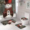 3X Christmas Bathroom Rug Set Non-Slip Bath Mat Toilet Lid Cover Christmas Decor