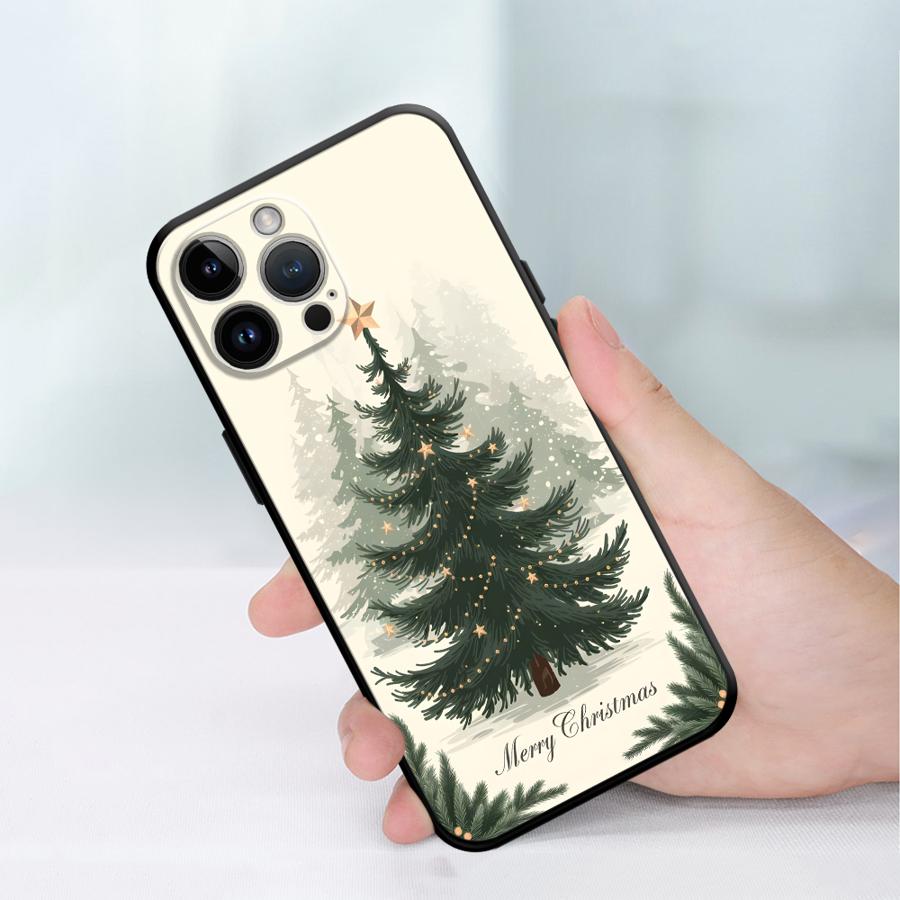 Warm Christmas Style Gift Tree Art Print Phone Case for iPhone 17 16 15 14 13 12 11 Series Pro Max Plus Double Layer Protection