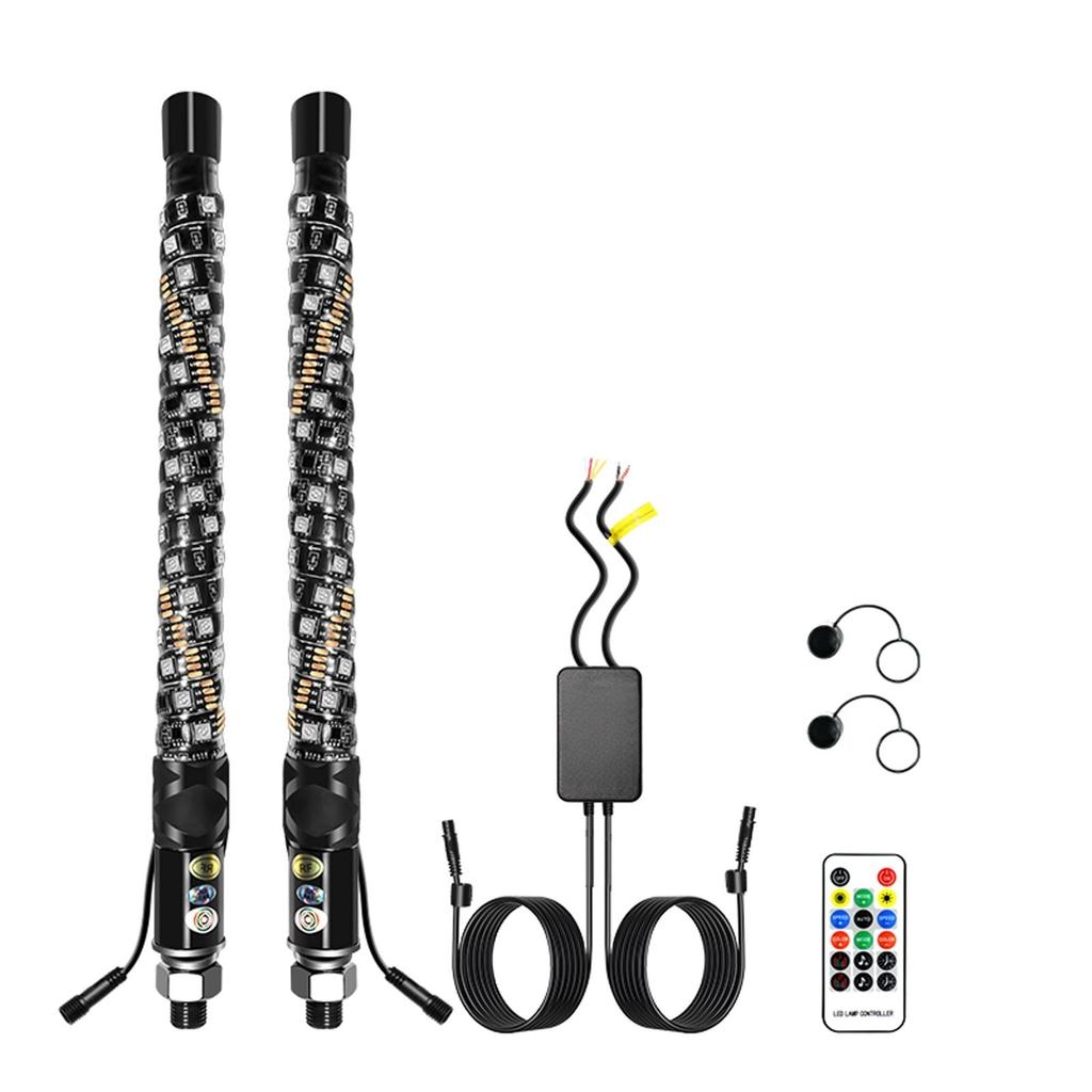 LED Flagpole Light 1FT LED Whip Lights Remote Control Flagpole Antenna Whips for 12-24V Trucks ATV UTV Boat Off-Road