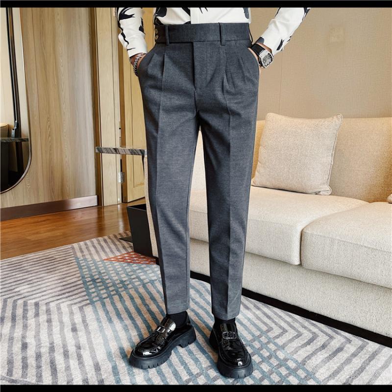 Suit Pants Men Autumn Winter Thick Business Mens Dress Pants Korean Slim Fit Woolen Formal Trousers