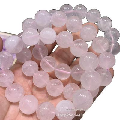 Rozenkwarts Roze Kristal Kralen Armband, Enkele Rij Sieraden met Ronde Kralen