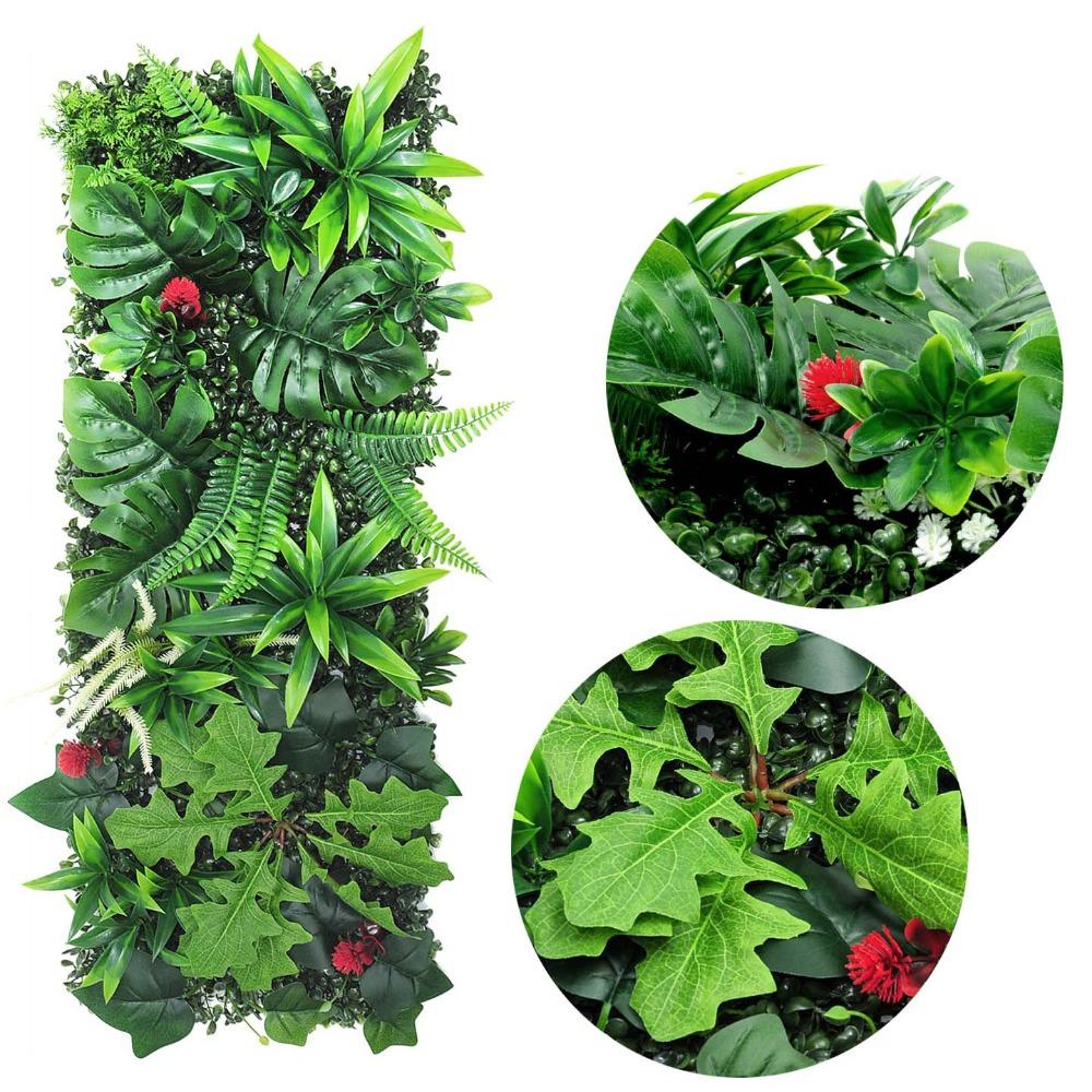 DIY Artificial Plant Wall Panel 75x25cm Flower Simulation Maple Plant Sheet Durable Lifelike Fake Green Grass Mat Privacy Screen