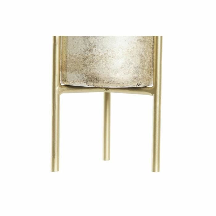 Bougeoir - Verre doré et métal bicolore - 10 x 10 x 23 cm - Décoration intérieure - Ambiance chaleureuse