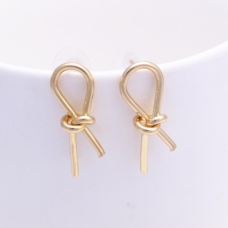 Przesadna geometria Nieregularne metalowe wiszące kolczyki Spiralny skręcony węzeł Okrągłe gładkie Brincos Cyrkonia