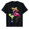 Flamingo Drinking Margarita Mexican Poncho Cinco De Mayo Women T-Shirt Tacos Tequila Pride Mexican Festival Party Novelty Gif...