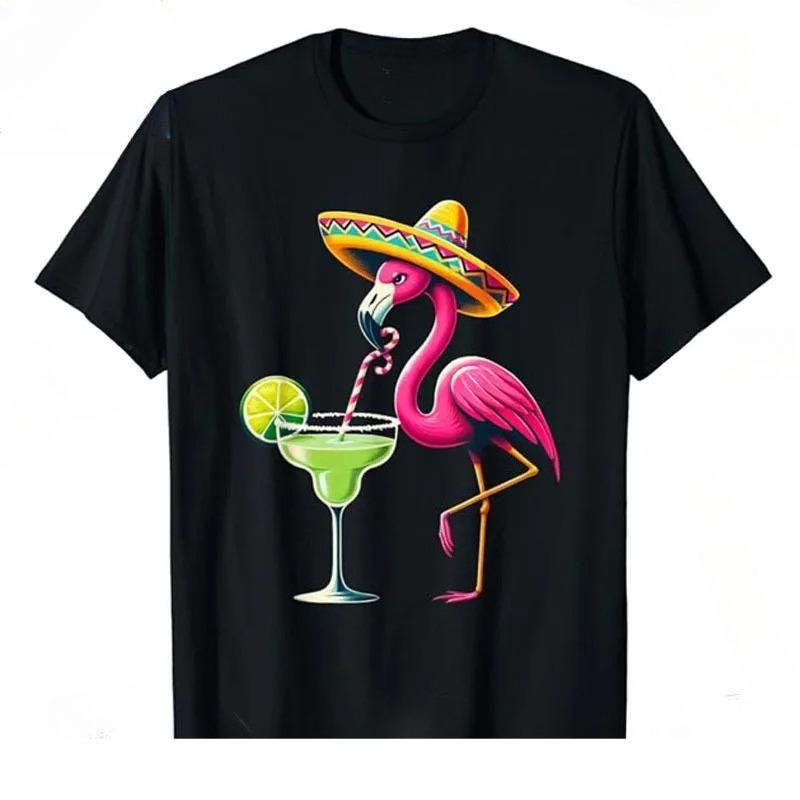 

Flamingo Drinking Margarita Mexican Poncho Cinco De Mayo Women T-Shirt Tacos Tequila Pride Mexican Festival Party Novelty Gif... 5XL різнокольоровий