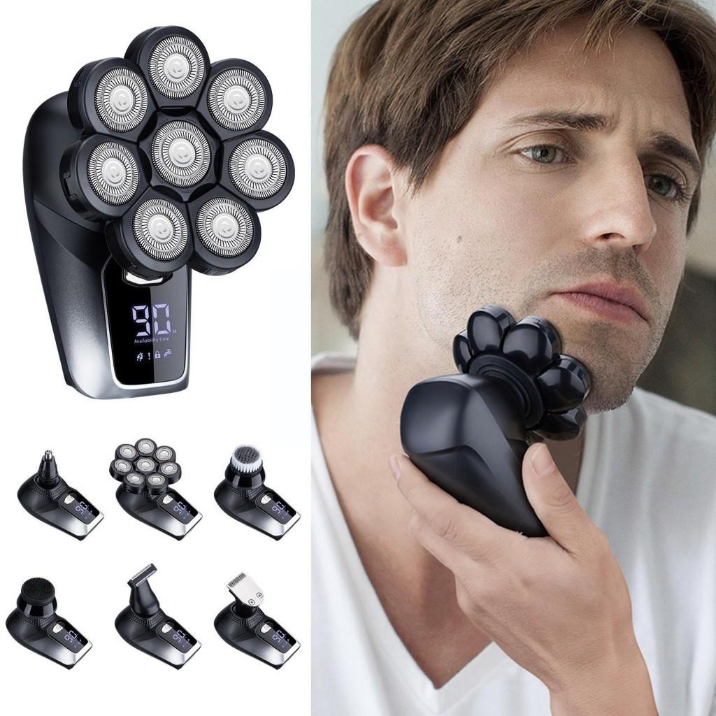 Upgrade Waterproof Rotary Shaving Equipment Multifunctional 8D Face Head Electric Shavers LED Display Electric Bald Head Shaver