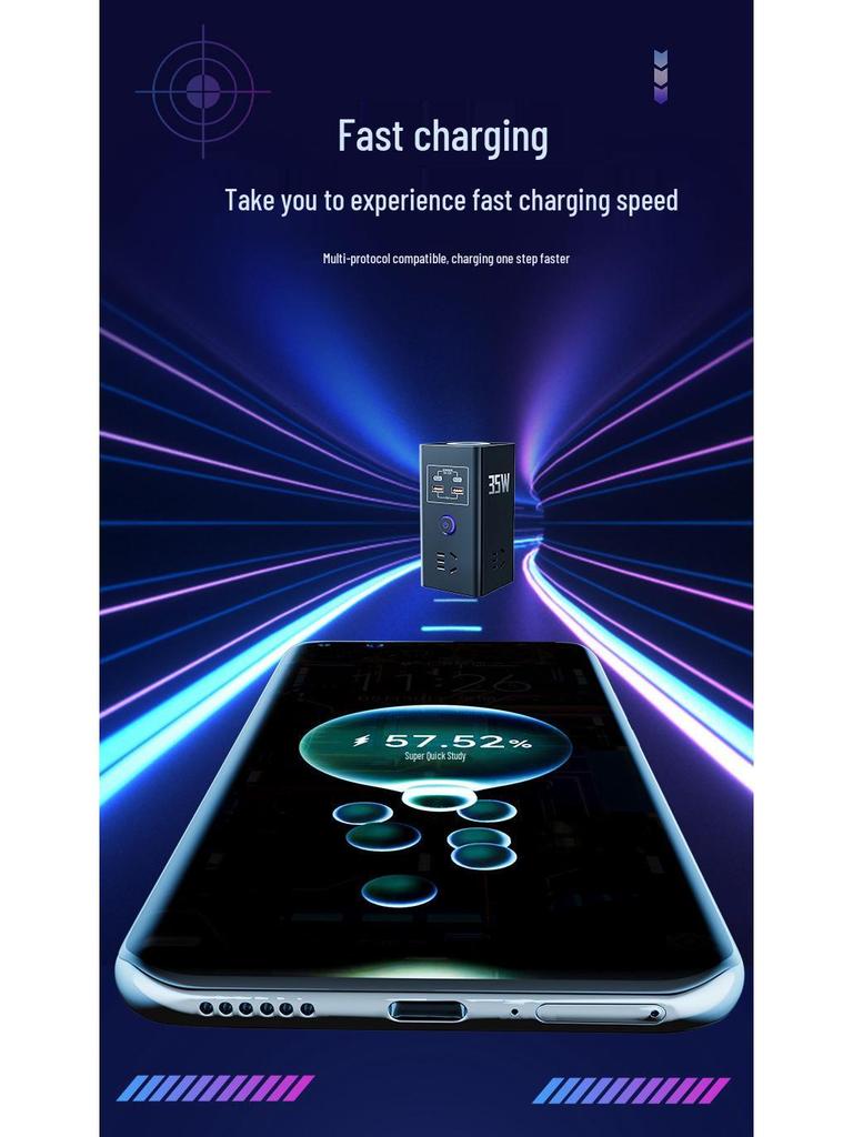 35W GaN Schnelllade-Steckdosenleiste mit USB & Kabellosem Desktop-Ladegerät