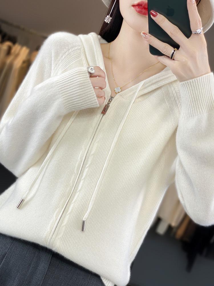 Women's 100% Wool Hooded Zip-Up Cardigan Sweater – 25th Anniversary Edition