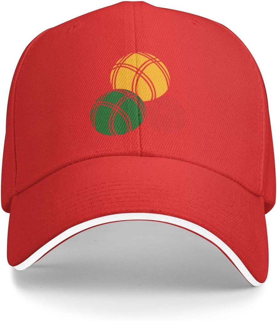 Bocce Balls Lover Graphic Baseball Cap Polyester Adjustable Sandwich Style Sports Hat for Adults