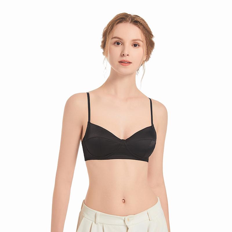 Solid Colour Sexy New Lingerie No Steel Ring Thin Straps Trendy Bra Back Clasp Bra Top Support