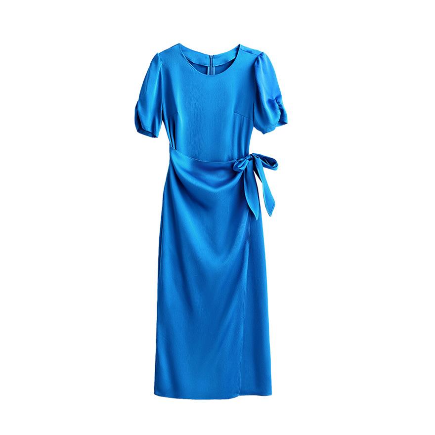 Black dress women's summer new temperament, thin design sense, waist long dress, Hong Kong style retro chic skirt