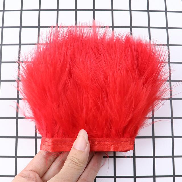 Feather8-10cm Fluffy Turkey Feather Trim On Ribbon – 1-10m Natural Feathers Fringe for Sewing, DIY Crafts, Wedding & Clothing Decor