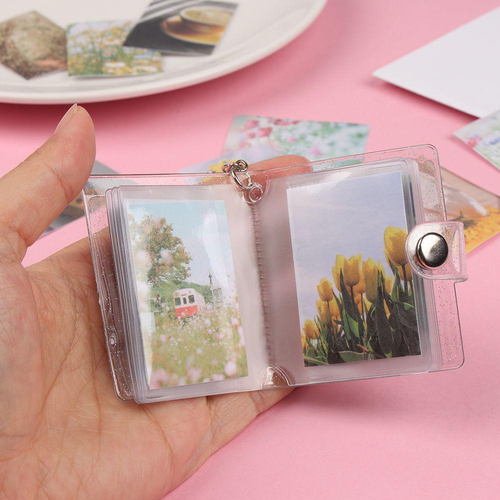 2pcs Mini 2-inch Small Photo Album Keychain Pocket Insert Style Photo Album ID Photo Storage Book