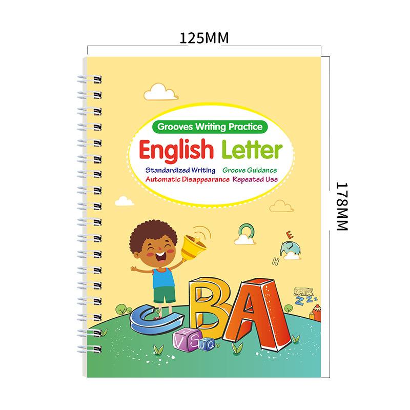 Children's All-English Recessed Groove Copybook: Letters, Numbers, Drawing for Ages 3-5 - Pen Control & Early Education