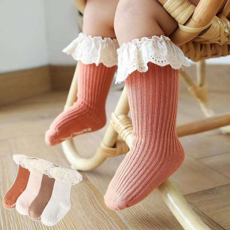Girls Knee High Long Soft Cotton Lace Baby Children Socks Baby Socks New Kids Toddlers Baby Girl Socks 0 To 3 Years Fall Clothes