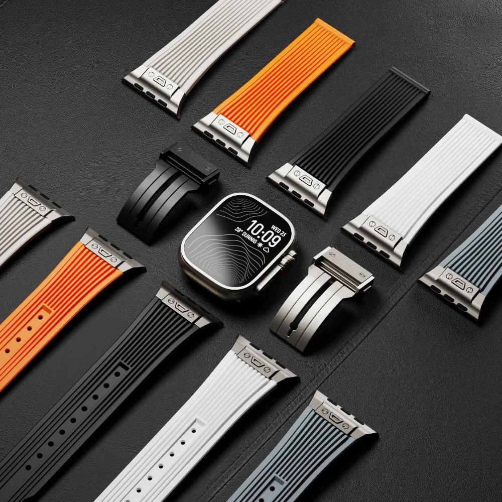 Liquid Silicone Strap for Apple Watch Ultra 3/2 Strap 49mm Sports Wristband iWatch Series 11 10 9 8 7 6 5 SE 45mm 44mm 46mm Belt