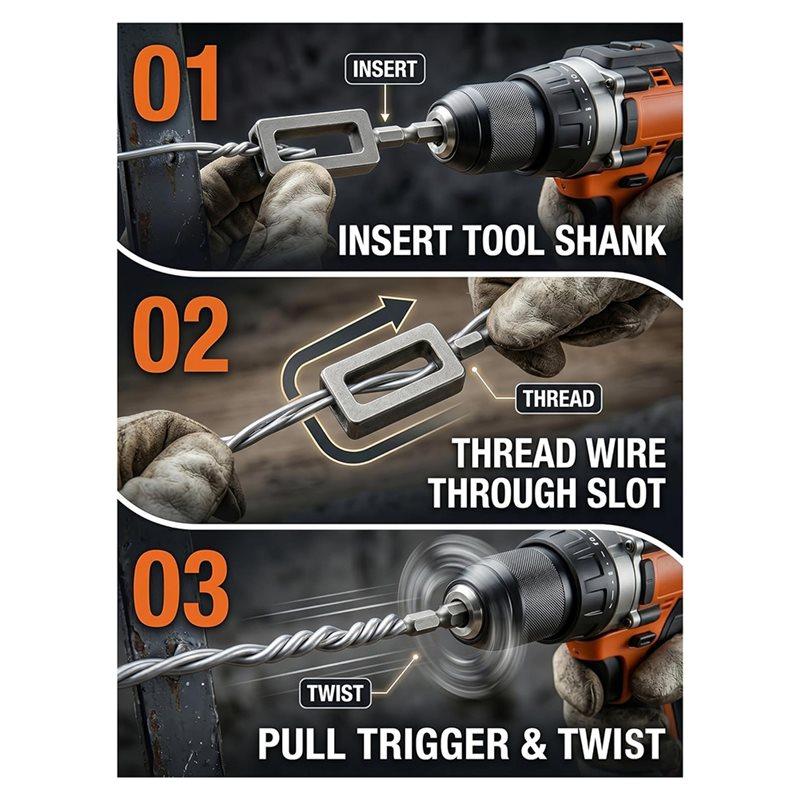 B97A-Wire Twister Tool W/H 1/4" Hex Shank 2X 9+ 2X 11 For Drill Electric Wire Twisting Tool For Fence Repair Rebar Tying