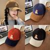 Adorable Corduroy Bear Embroidery Baseball Cap For Women Casual Fall Winter Style