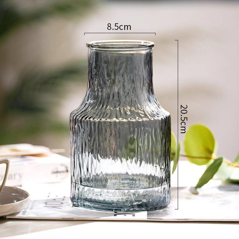 Nordic Glacier Glass Vase for Fresh Flowers, Large Transparent Hydroponic Flower Arrangement Decor for Living Room.