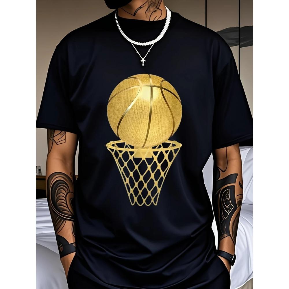 Europäische Größen Herrenmode Bedrucktes T-Shirt - Sommer Klassisch Lässig Rundhals Kurzarm T-Shirt, Bequem und Atmungsaktiv, Modisches Buchstabenmuster