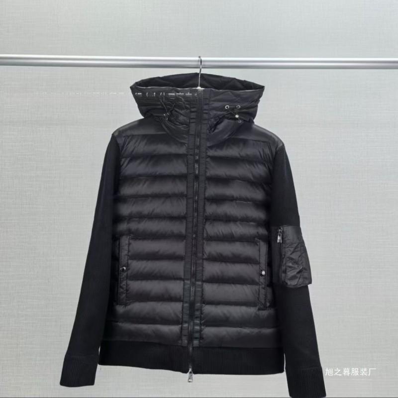 Mens Lightweight Down Jacket With Color-Block Design Stand Collar Hooded 50% Duck Fill Warm Casual Outerwear