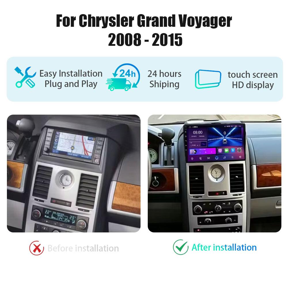 Android 16 Octa-Core Car Radio for Chrysler Grand Voyager 2008-2015, Multimedia Player, Carplay, GPS, QLED Touchscreen, 4G, WIFI, DVD