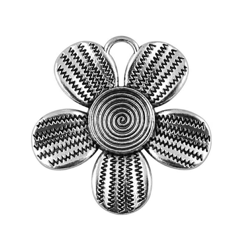 

Antique Silver Alloy Pendants Tags for DIY Jewelry Making Keychain Tassel Carved Flower Necklace Crafts Making Supplies