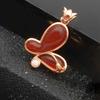 Exquisite Russian 585 Purple Gold Collarbone Necklace Rose Gold Plated Color Gold Fashionable Red Butterfly Exquisite Pendant