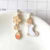 Chinese Style Folding Fan Modeling Crane Cloud Hanging Dangle Earrings for Women Hollow Asymmetric Drop Earring National Jewelry