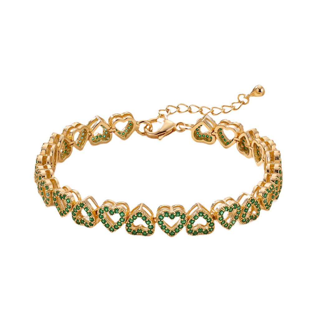 European & American Rhinestone Heart Luxury Bracelet - Girls' High-End Fashion Jewelry