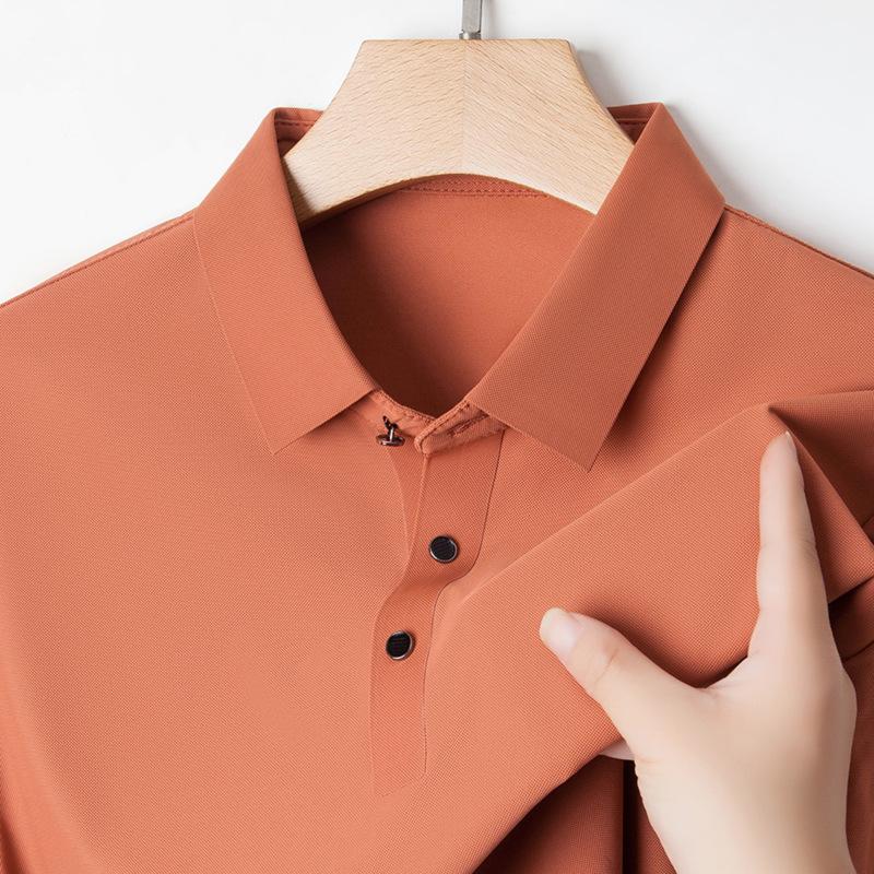 Jinmu Traceless Summer New Men's Short-sleeved Polo Shirt Lapel Casual Business Led Ice Silk T-shirt Men