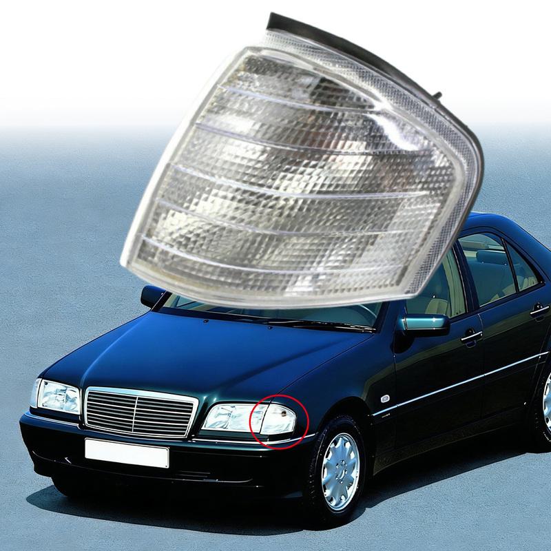 Coque de Feu d'Angle de Rétroviseur de Voiture Ampoules LED Clignotantes Ambre/Transparent Gauche/Droite 2028261143 Pour Mercedes Benz Classe C W202 1994-2000