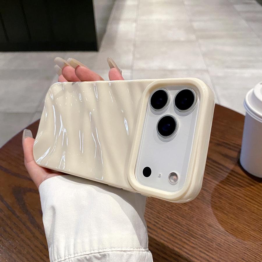 

Роскошный глянцевый 3D чехол для телефона с волновым дизайном для iPhone 17 16 15 14 13 12 11 Противоударный, устойчивый к царапинам и пыленепроницаемый стильный защитный чехол из ТПУ iPhone 17 Pro Max белый