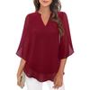 V Petal Temperament Sleeve Women Neck Chiffon Blouse Summer Loose Slimming Lady Blouses Shirts For Women Fashion 2025 Elegant