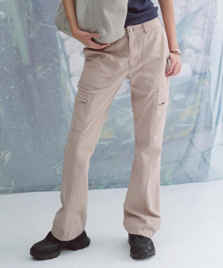 WELLBEING EXPRESS Washed Cotton Cargo Pants Beige
