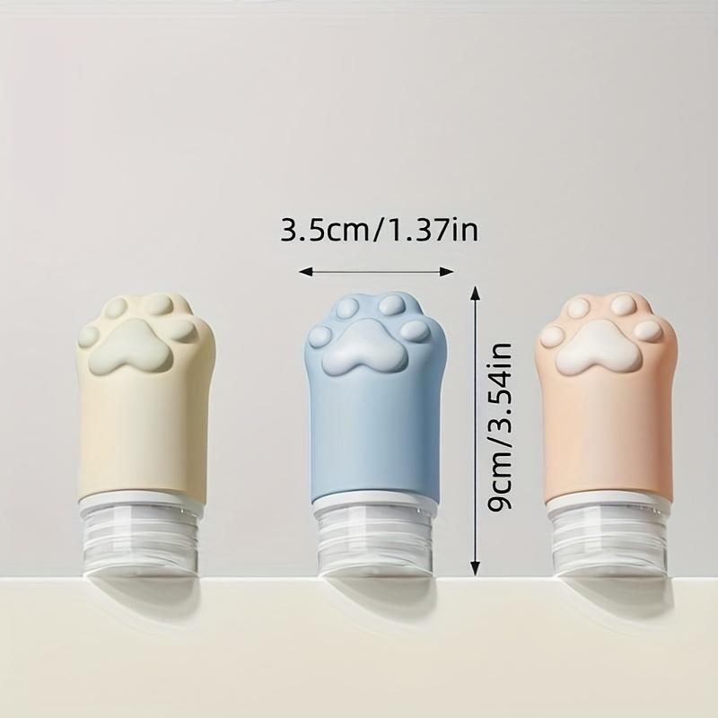 3pcs Cute Cat Paw Silicone Travel Bottles , Leak Proof, Portable for Skincare, Cosmetics, Perfect for Air Travel , Business Trips