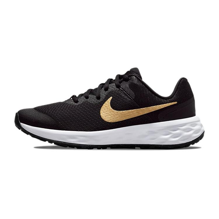 (GS) Nike Revolution 6 Black Metallic Gold Kids DD1096-002 EU 36