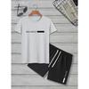 2026 Set Casual da Uomo Abbigliamento Estivo Top a Maniche Corte Color-Block Pantaloncini Larghi con Coulisse Ensemble alla Moda Streetwear