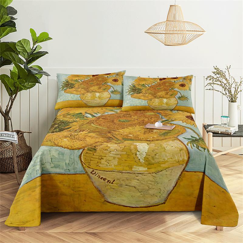 Bedroom Sheet Set Gorgeous Flowers Digital Printing Bedding Sheet Pillow Case Bedding Fashion Exquisite Printing Sheet
