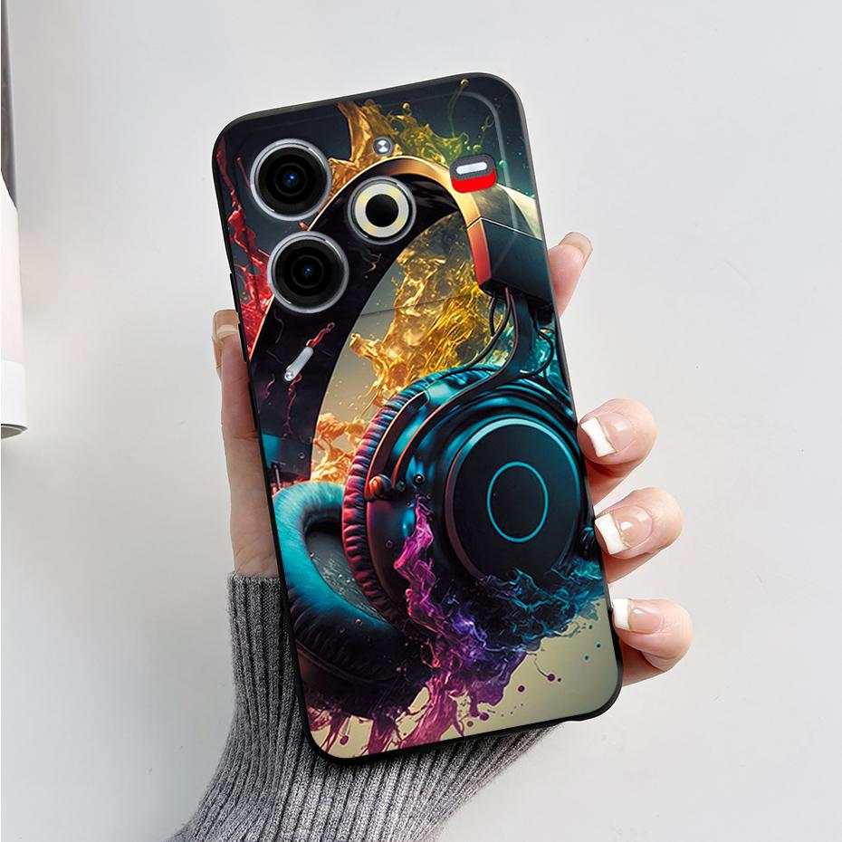 6.78" For Tecno Pova 6 Neo Case Pova6 Neo Back Cover Stylish Pattern Black Silicone Soft Phone Cases For Tecno Pova 6 Neo Fundas