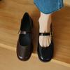 Neue bequeme Lackleder Square Toe kleine Lederschuhe Schnalle dicke Sohle rutschfeste Damenschuhe niedriger Absatz Übergröße Schuhe lässig einfarbig