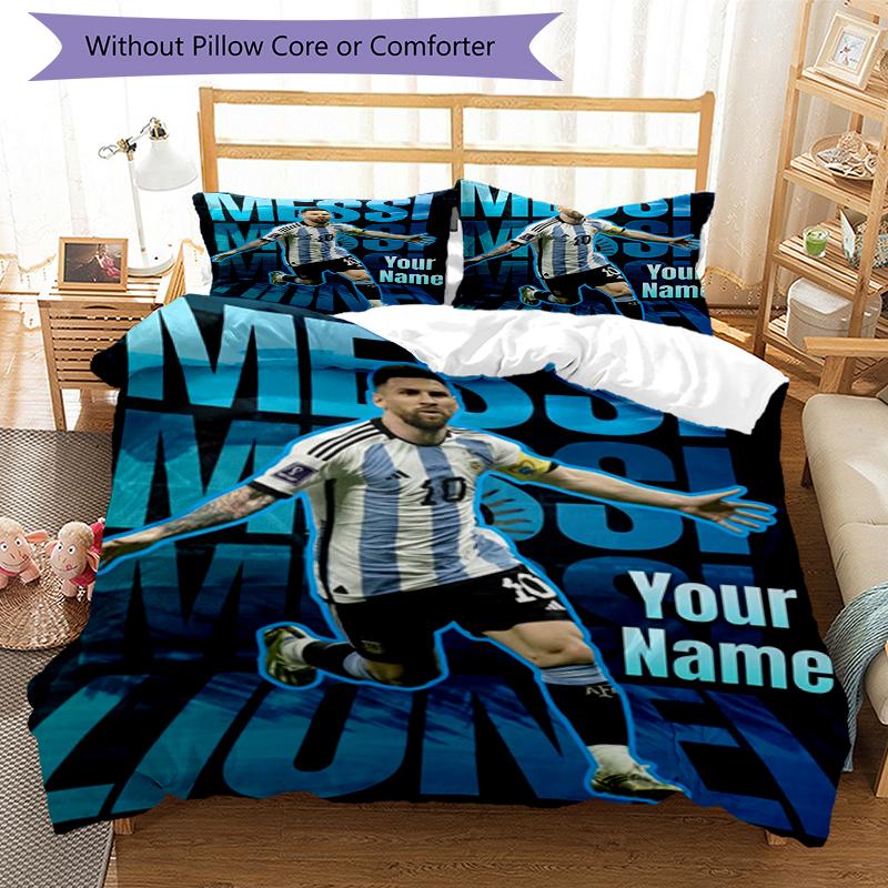 Messi Legend Custom Name Text Print 1Pc Bedding Set Duvet Cover With Two Pillowcases Soft Bed Linen For Household Bedroom