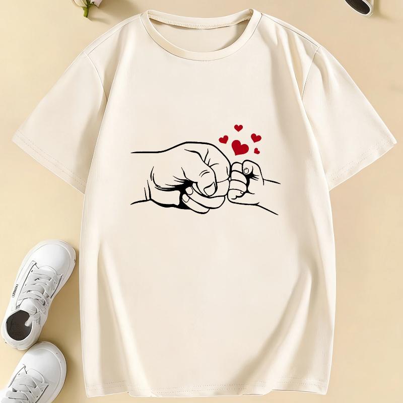 Lovely Daddy Love Hand Design T Shirts Kids Children's T-shirt Boys Girls Summer Spring Casual Top Tee