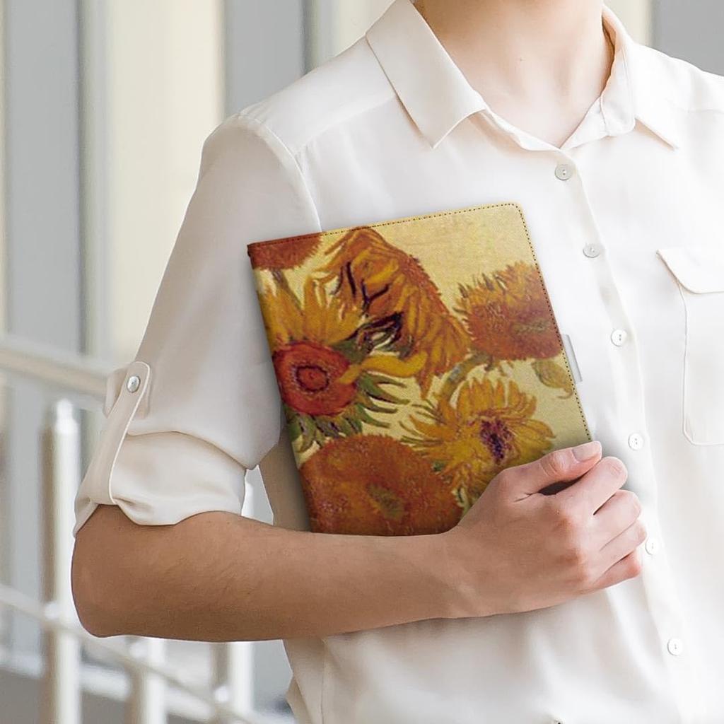 Igcase Fire HD 8 Released In Exclusive Notebook Type Direct Pasting Van Gogh Sunflower Painting 011466 (8th Generation, 2018) Case, Cover, Type,