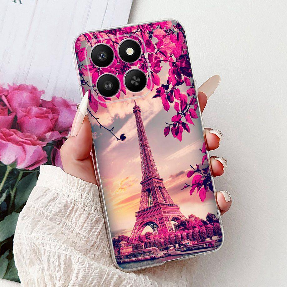 Weiche dünne transparente Silikonhülle für Huawei Honor 400 Smart Funda Honor X7D Katze Rose Blume Drache Mode Stoßfester Stoßfänger