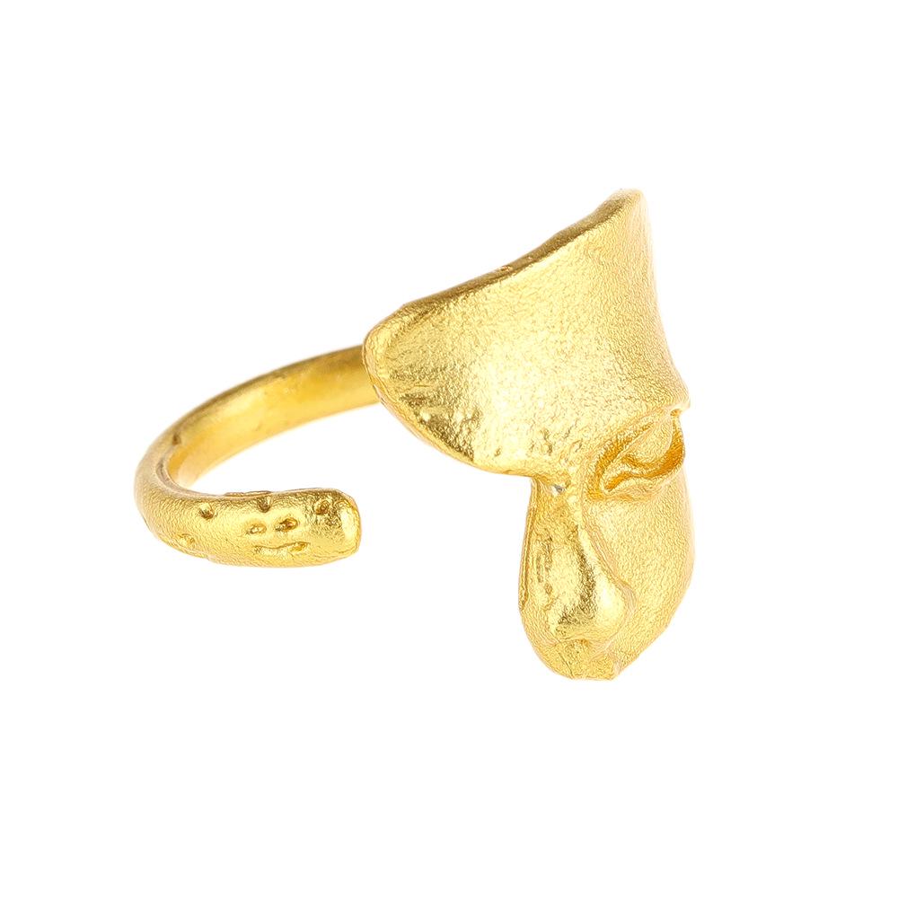 Anello Maschera Viso Unisex Argento Opaco Satinato: Stile Freddo alla Moda, Anello Aperto Hip Hop per Dito Indice