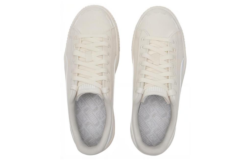 Puma BASKET PLATFORM Canvas V2 Coverage Breathable Low Top Skateboard Shoes Women's White 399699-02