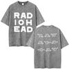 Vintage Washed Radiohead Semaphore Rock Band T-shirt Men  Clothing Fashion Hip Hop Gothic T Shirts Cotton Casual T-shirts